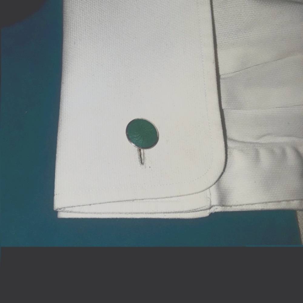 Sterling Silver and Guilloche Enamel Cufflinks